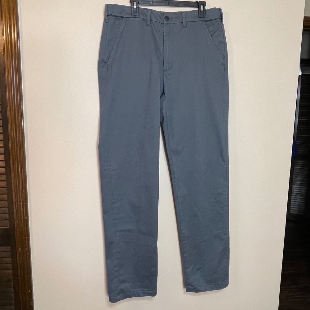 Lands‎ End Mens Traditional Fit Chino Pants Gray Size 36T Casual Dress Trousers